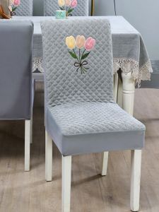 Thickened Cotton Linen Chair Covers Set Home Use Dining Table Chair Pads Backrest Integrated Anti-Slip Fabric Art Set
