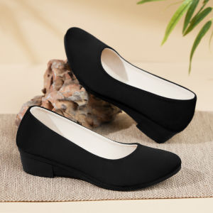 Beijing Ladies Soft Bottom Cloth Shoes Work Footwear Elegant Flat Heel Traditional Chinese Style Black Soft Cloth Slip-On Shoes