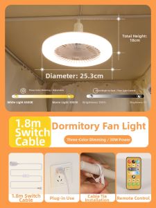 LAISILIMANWEI | Hanging Bed Fan Light For Dorm Use
