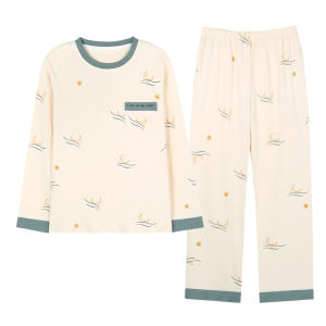 MiiOW | ชุดนอนผู้หญิง MiiOW ฤดูใบไม้ผลิและฤดูใบไม้ร่วง ชุดนอนสองชิ้น แขนยาว กางเกงขายาว น่ารักและหวาน เสื้อผ้าใส่ในบ้าน