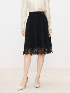 Koradior | Spring High Waist Lace Trimmed Elegant Half Skirt