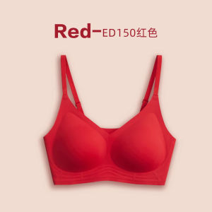 Wireless Vest Style Bra Set Red Wedding Underwear Seamless Womens Comfortable Nylon Thin Cup Fixed Strap Bra No Steel Ring