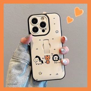 Cute Lion Ring Holder Phone Case for  13 14 15 16 pro Max Couples Cartoon Ins Style Protective Cover Acrylic Eco-Friendly