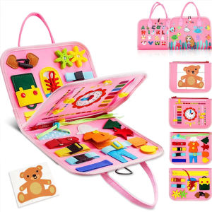 Montessori Busy Board Kids Travel Activity Toys Toddler Basic Sensory Learning Educational Fine Motor Skill Early Education Book