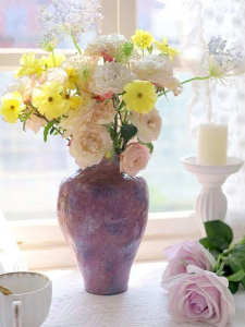 New Chinese Style Ceramic Flower Vase for Living Room Home Decor Green Plant Hydroponics Flower Vase Entrance Tea Room Folk Home Decorations