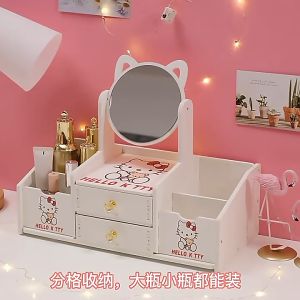 Tủ Để Đồ Trang Điểm Mini kệ đựng mỹ phẩm mini có gương tai mèoHộp Mỹ Phẩm thiết kế tiện lợi