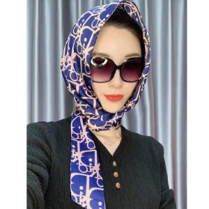 Sunshade Multifunctional Silk Scarf Hat with Ribbon for Women Fashionable Turkish Style Polyester Fiber Hat for Spring Fall Summer