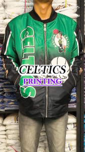 HAPPY Jaket Varsity Baseball Full Zipper Boston Celtics  Gambar Printing Pria Wanita