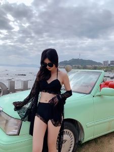 [READY STOCK]3PCS with Outwear Korean Lace Design Swimsuit Summer Swimsuit Swimwear Bikini/现货气质蕾丝三件套泳装[L197]