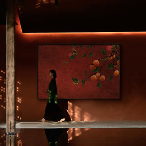 Song Dynasty Aesthetic Pomegranate Decorative Painting Living Room Restaurant Tea Room Hanging Artwork Wabi-Sabi Style Wall Art