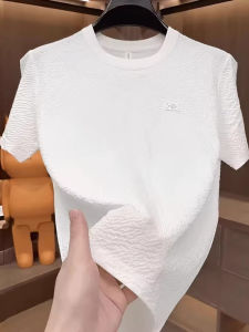 High Quality Mens Short Sleeve round Neck Ice Silk T-Shirt Lightweight Versatile Summer Fashion Trend Breathable Casual Top
