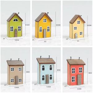 Handmade Wooden House Decorative Ornaments American Style Nursery Creative DIY Home Decorations Small Building Models
