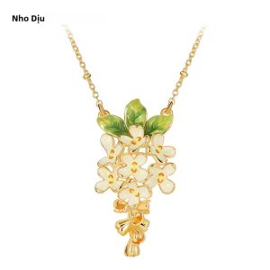 Mặt Dây Chuyền Hoa Ngọc Lan Men Dành Cho Nữ Mạ Vàng 18K Kiểu Dáng Thanh Lịch Tối Giản Dây Chuyền Xương Quai Xanh Của Juicy Grape
