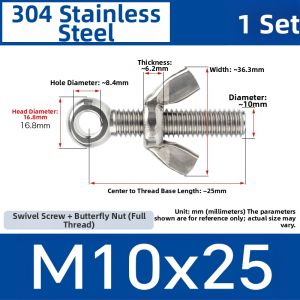BAODEFENG | Stainless Steel Adjustable Eye Bolt with Wing Nut Set