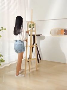 🔥Recommended by art teacher🔥 easel stand for painting yellow pine wood easel Wooden Easel Painting Display Adjustable Stand 1.5M/1.75M Complimentary screws screwdriver Firm and strongNo burr Rust prevention wooden easel stand wooden stand for display