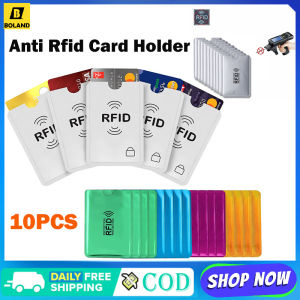 Boland 10pcs Anti RFID Card Holder NFC Blocking Reader Lock Id Bank Card Holder Case Protection Metal Credit Card Case Aluminium