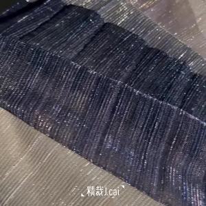Purple Blue Gold Gradient  Iridescent Sparkling Pleated Mesh Fabric Original  Pleated Dress Designer Fabric