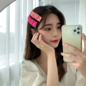 Klein Blue Hair Clip Adorable Pleated Bangs Fabric Edge Girls Sweet Versatile Hair Accessories Korean Style Hair Grips