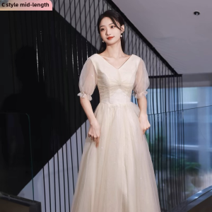 Champagne Color Maids of Honor Dresses 2024 New Summer High Waist A-Line Skirt Long Evening Gowns Womens Fashion Sweet Style