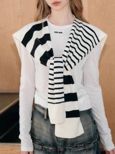 Khăn Choàng Cổ Dệt Kim Kẻ Sọc Thời Trang Cao Cấp Cho Nữ Kiểu Dáng Đa Năng Mùa Xuân Hè Chất Liệu Sợi Dán Phù Hợp Cho Mọi Lứa Tuổi