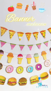 Bunting Flag Ice Cream / Banner Makanan / Banner Food / Banner Es Krim