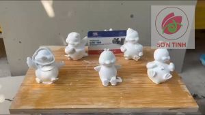 Tượng VỊT đeo căp dễ thương mini tô tượng thạch cao (Không kèm màu) tượng trắng decor