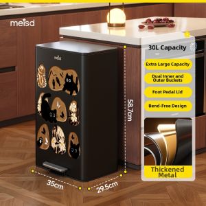 MEISD | Vintage Luxury High Capacity Footstep Metal Trash Can