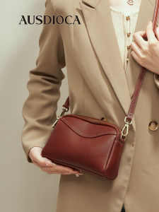 Fashionable Mini Leather Crossbody Bag for Women 2025 New Style Handbag with Phone Pocket Top Layer Cowhide Soft Zipper Closure