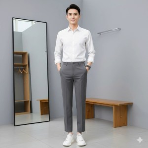 กางเกงสแล็ค ผ้าลีวาย ทรงกระบอกเล็ก  สีดำ  สีเบจ กางเกงทำงาน กางเกงนักศึกษา พร้อมส่งในไทย K649