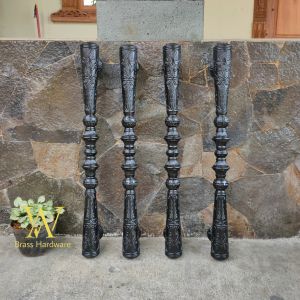 Handle Pintu Rumah Kuningan Antik Motif Godo Ukir Hitam Doff 77 cm 4 Pcs