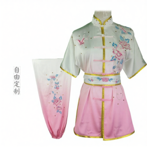 HANCUI | Martial Arts Performance Costume Long Fist Pink Gradient Peony