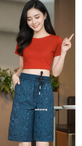 Breathable Women Summer 5-Point Shorts Lightweight Straight Loose Casual Mid-Length Pants p8231