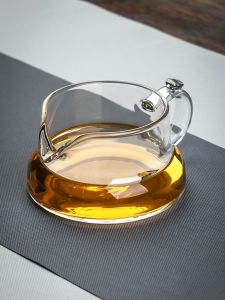 ถ้วยแบ่งชาถ้วยแก้วทนความร้อนแบบแก้วโต๊ะน้ำชาสไตล์วินเทจสำหรับเจ้าของชงชาแบบสดใสชาผูเอ่อร์สายหยกคว่ำ