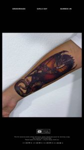 ฟรี 1 ชิ้น รอยสักแทททู ติดทน5-7วัน ลายสักแขนผู้ชาย เท่ แขนขนาดใหญ่ หมาป่า มังกร tattoo sticker