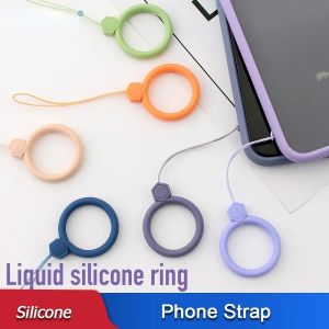 Cute Silicone wrist strap Lanyard For Keys Phones Ring Straps Keycord Lanyards Finger Rings Mobile Phone Accessories