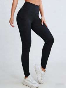 Womens Black High Waist Yoga Leggings Stretchy Workout Pants Tummy Control Athletic Leggings for Fitness Gym Street Style