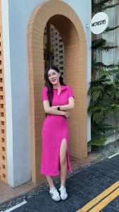 🌈MesubShop🌈แม๊กซี่เดรส ผ้าเปลือกไม้ แต่งแหวกข้าง 🐰 ใส่แ้ลวพรางหุ่นสุด ทรงคอปกโปโล รุ่น เดรสอารยา B-007-3-A