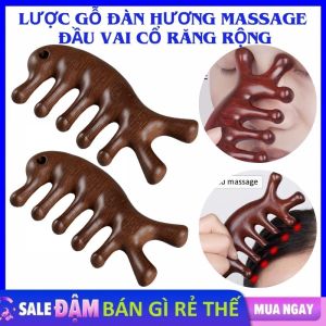 Lược Gỗ Đàn Hương Mát Xa Da Đầu Cổ Vai Gáy Dưỡng Sinh Giảm Đau Đầu Thư Giãn Xả Stress - Lược Massage Răng Rộng Chống Tĩnh Điện Giúp Lưu Thông Máu Ấn Huyệt Dành Cho Nam Và Nữ