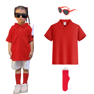 Summer Childrens Polo Shirts Candy Color Collar Short Sleeve Group Performance Kindergarten Student Class Uniform Top