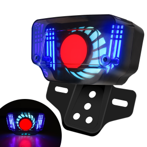 Universal 12V Motorcycle LED Brake Tail Light Signal Lights LED Integrated Tail Light with License Plate Bracket RGB Angel Eyes