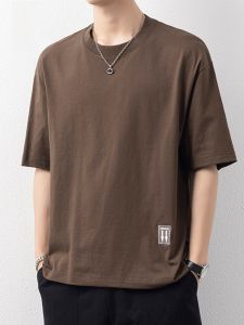 ROMON | Romon Mens Short Sleeve T-Shirt Ice Silk Lightweight Breathable Casual Loose Fit Summer Round Neck Versatile Simple Design