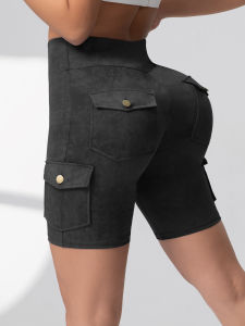 Washed Print Work Pocket Women Shorts Butt Lifting Fitness 5-Port Pants Elastic Slim 2025 New 5 Color Fashion Cycling Shorts