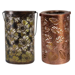 【New Arrival】Flower/Leaves Outdoor LED Lights Hollowed-Out Metal Decor Lantern Hanging Solar Lights for Yard Patio Lawn Porch Pathway