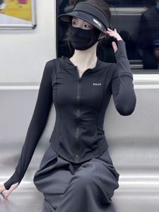 Korean Style Sun Protection Clothes Womens Spring Summer Thin Breathable Original Yarn Type Face Slimming Short Hat Top