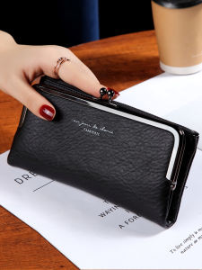 Long Foldable Clip Wallet Womens Large Capacity Casual Fashion Mobile Phone Holder Multi-Card Slot PU Leather Wallet