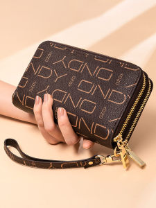 Fashionable Large Capacity Long Womens Wallet Double Zipper Handbag Leather Clutch Bag Stylish Trendy Bifold Wallet for Mom