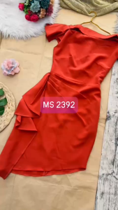 MyDu Shop | MS 2392 Đầm Ôm – Lai Xéo Cổ V Tay Xếp Ly Lớn Quyến Rũ