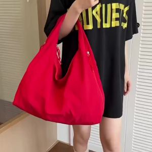 Ultra-Light Orig Canvas Bag Japanese Sle Womens Tote Bag Large Capaci Folded Pure Color Student oulder Handbag