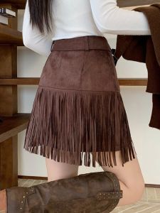 กระโปรงสั้นทรงเอเอวสูงทรงเข้ารูปสไตล์ย้อนยุคสำหรับผู้หญิง ฤดูใบไม้ผลิและฤดูใบไม้ร่วง 2025 กระโปรงสั้นทรงเอใหม่ที่ขายดีในปีนี้