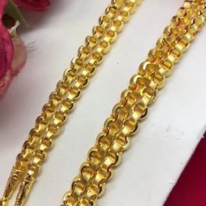 (รับประกัน 6 เดือน)สร้อยคอลายทาโร่ 24 25 นิ้ว เทียบเท่าน้ำหนัก 35 บาท หุ้มเศษทองเยาวราช สีเหมือนจริง ทองปลอม งานสวย พร้อมส่ง